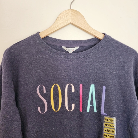 NWT Wildfox Embroidered “Social” Statement Sweatshirt Size Medium - Picture 3 of 9